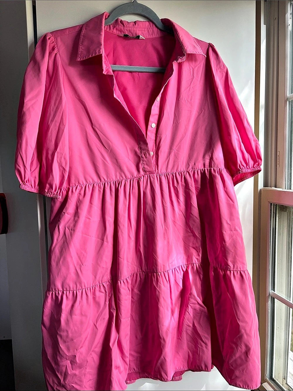 Amanda Uprichard Maisie Dress Pink Tiered Mini Dress Medium